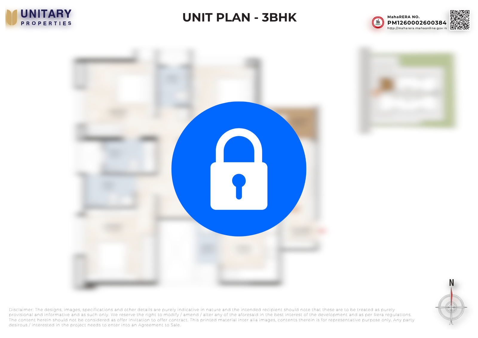 3 BHK apartment floor plan at Codename Sensara in NIBM Annexe, Pune